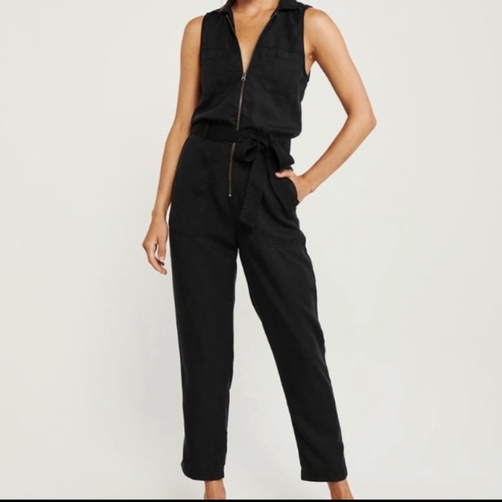 Abercrombie & Fitch Black Zip Jumpsuit